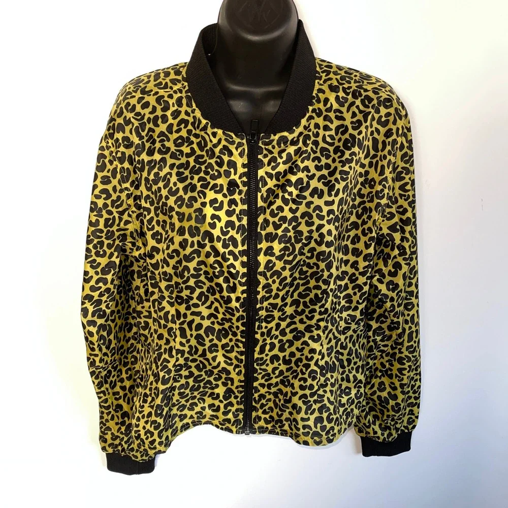 GOOD AMERICAN Sun‎ Beam Leopard Print Shear Pleat Jacket Size 2
